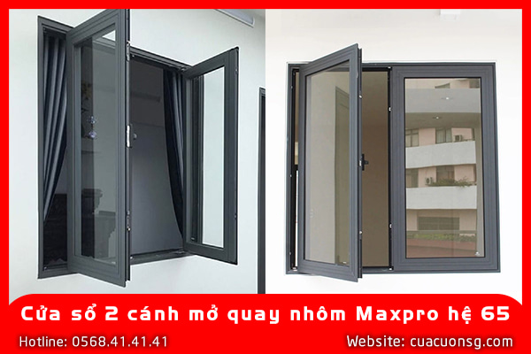 Cửa sổ 2 cánh mở quay nhôm Maxpro hệ 65 1 Cửa sổ 2 cánh mở quay nhôm Maxpro hệ 65