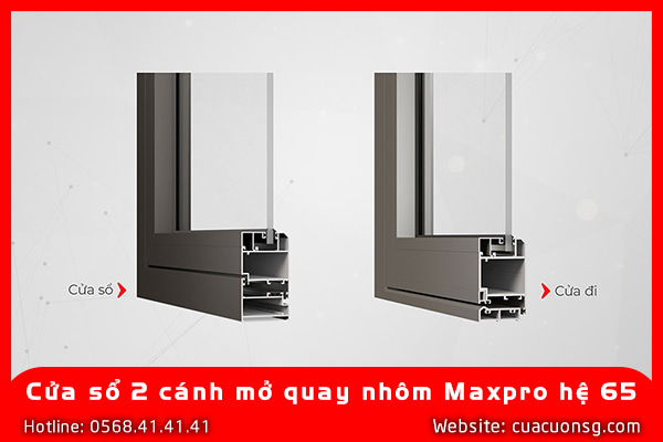 Cửa sổ 2 cánh mở quay nhôm Maxpro hệ 65 2 Cửa sổ 2 cánh mở quay nhôm Maxpro hệ 65