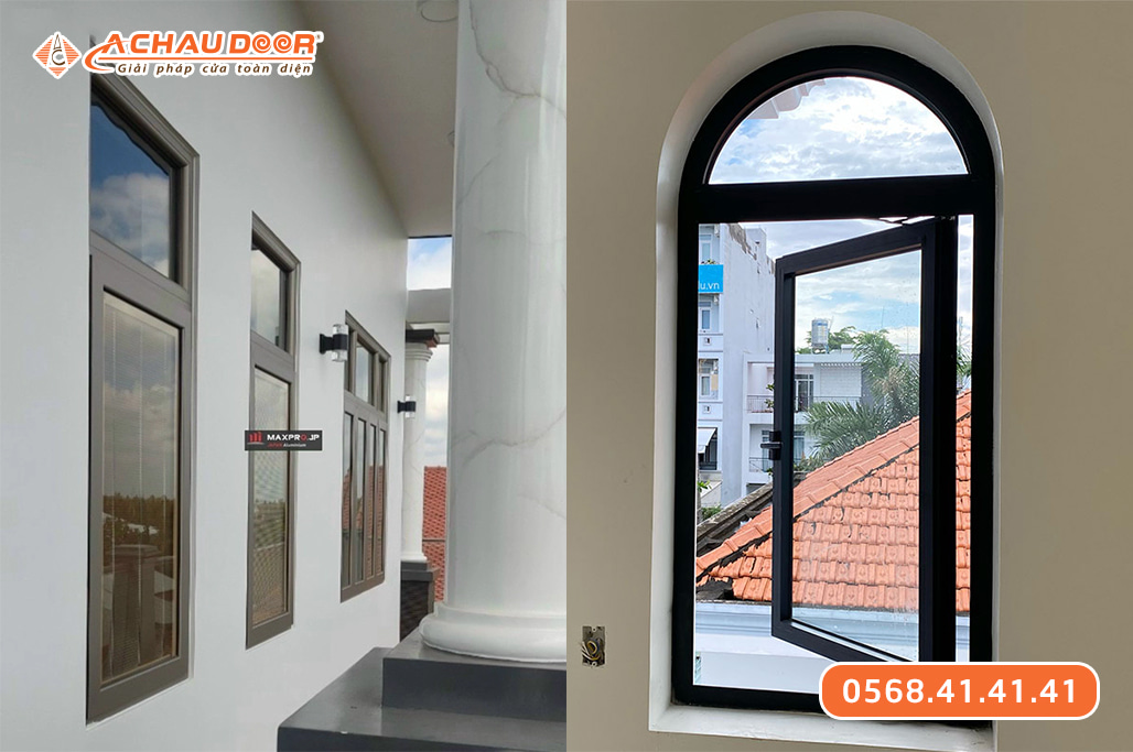 Cửa sổ 1 cánh mở quay nhôm Maxpro hệ 83 3 Cửa sổ 1 cánh mở quay nhôm Maxpro hệ 83