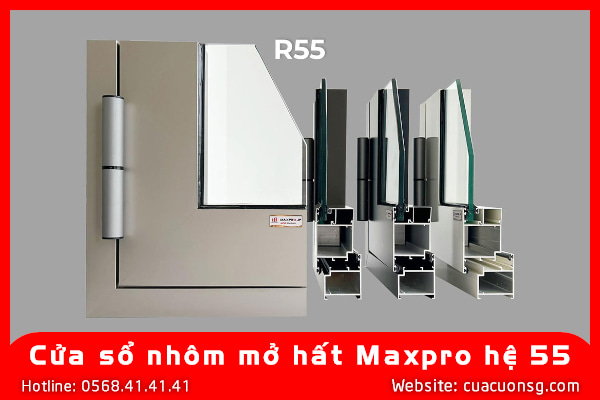 Cửa sổ nhôm mở hất Maxpro hệ 55 2 Cửa sổ nhôm mở hất Maxpro hệ 55