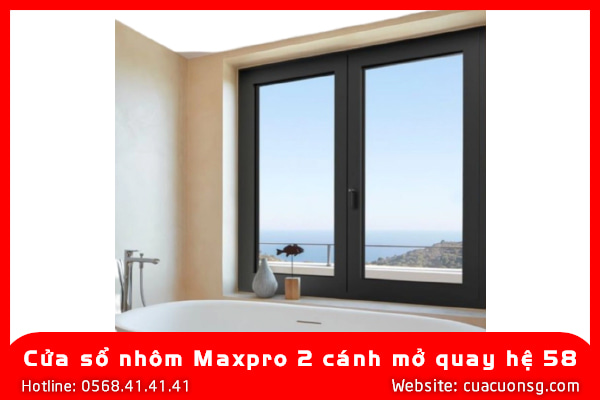 Cửa sổ nhôm Maxpro 2 cánh mở quay hệ 58 1 Cửa sổ nhôm Maxpro 2 cánh mở quay hệ 58