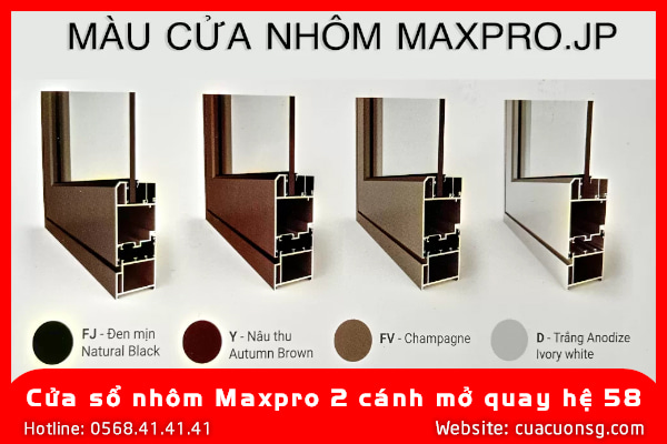 Cửa sổ nhôm Maxpro 2 cánh mở quay hệ 58 2 Cửa sổ nhôm Maxpro 2 cánh mở quay hệ 58