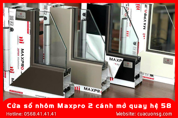 Cửa sổ nhôm Maxpro 2 cánh mở quay hệ 58 3 Cửa sổ nhôm Maxpro 2 cánh mở quay hệ 58