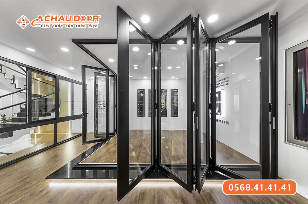 Cửa xếp lùa 5 cánh nhôm Maxpro hệ 80 1 Cửa xếp lùa 5 cánh nhôm Maxpro hệ 80