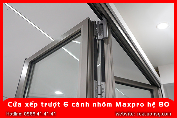Cửa xếp trượt 6 cánh nhôm Maxpro hệ 80 3 Cửa xếp trượt 6 cánh nhôm Maxpro hệ 80