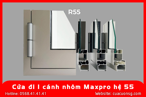 Cửa đi 1 cánh nhôm Maxpro hệ 55 2 Cửa đi 1 cánh nhôm Maxpro hệ 55
