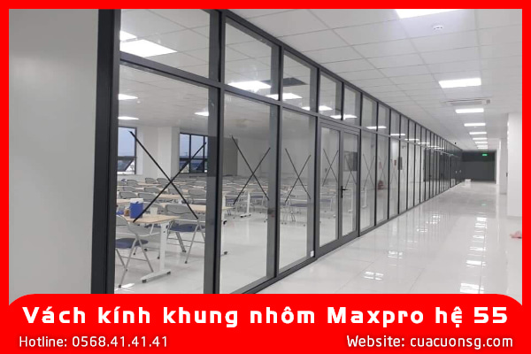 Vách kính khung nhôm Maxpro hệ 55 1 Vách kính khung nhôm Maxpro hệ 55