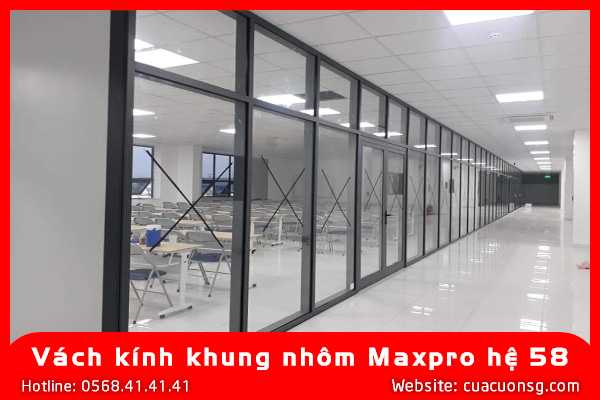 Vách kính khung nhôm Maxpro hệ 58 2 Vách kính khung nhôm Maxpro hệ 58