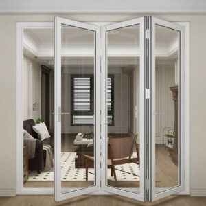 Cửa nhôm trượt quay 3 cánh màu trắng