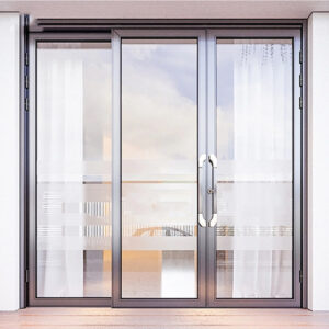 Cửa nhôm trượt quay 3 cánh màu nâu cà phê