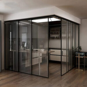 Cửa nhôm Slim lùa nối góc 90 độ