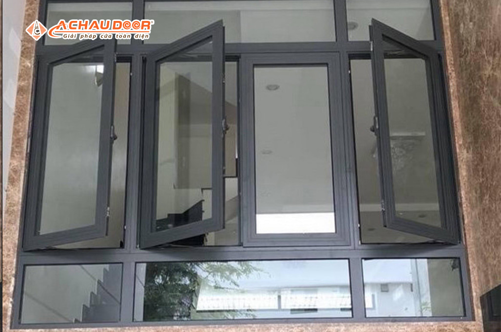 Cửa sổ mở quay 4 cánh nhôm JMA hệ 55 1 Cửa sổ mở quay 4 cánh nhôm JMA hệ 55