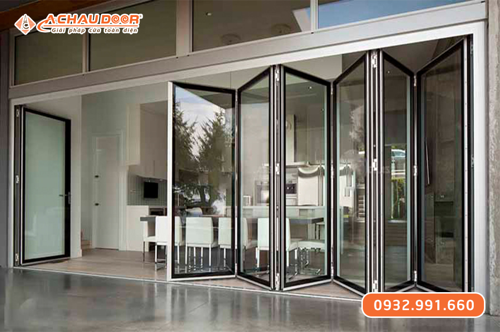 Cửa xếp trượt 8 cánh nhôm JMA hệ 55 1 Cửa xếp trượt 8 cánh nhôm JMA hệ 55