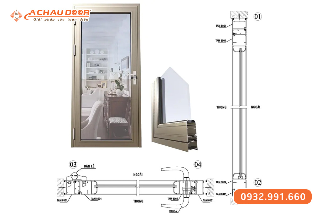 Cửa nhôm JMA hệ TAM 60 2 Cửa nhôm JMA hệ TAM 60
