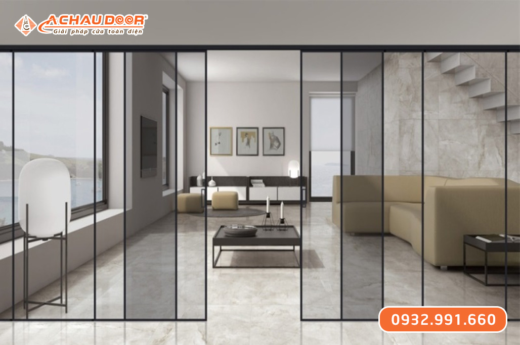 Cửa lùa nhôm Slim không ray 1 Cửa lùa nhôm Slim không ray