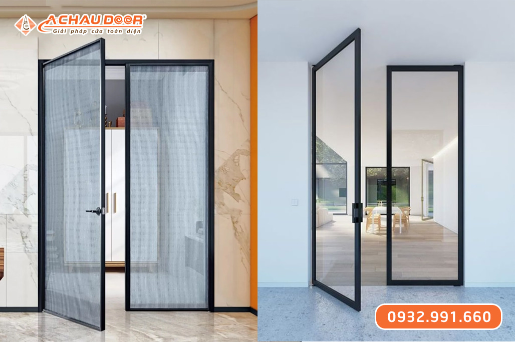 Cửa nhôm Slim mở quay 2 cánh 1 Cửa nhôm Slim mở quay 2 cánh