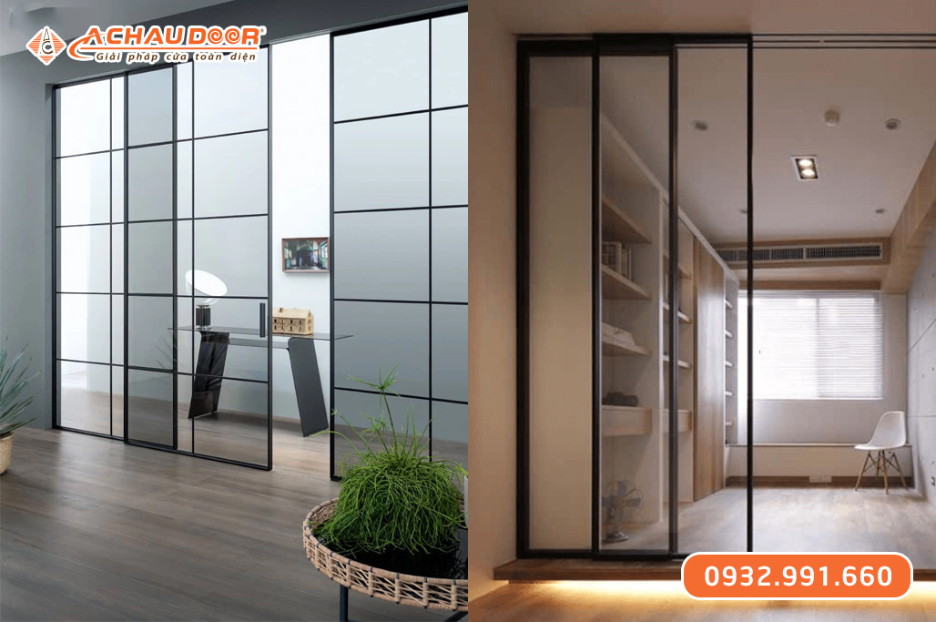 Cửa trượt Slim 2 cánh, 1 cánh lùa 1 cánh cố định 1 Cửa trượt slim 2 cánh, 1 cánh lùa 1 cánh cố định