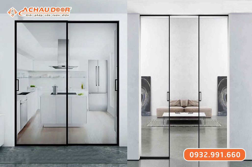 Cửa trượt Slim 2 cánh lùa trên 2 ray 1 Cửa trượt Slim 2 cánh lùa trên 2 ray