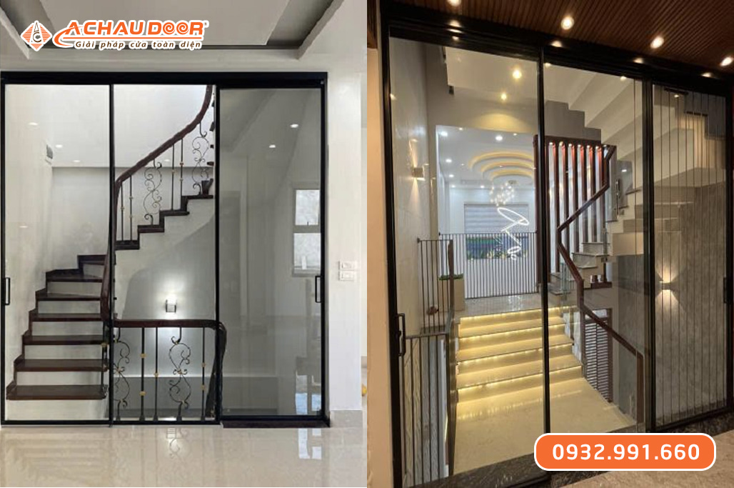 Cửa trượt Slim 3 cánh trượt qua lại trên 3 ray 1 Cửa trượt Slim 3 cánh trượt qua lại trên 3 ray