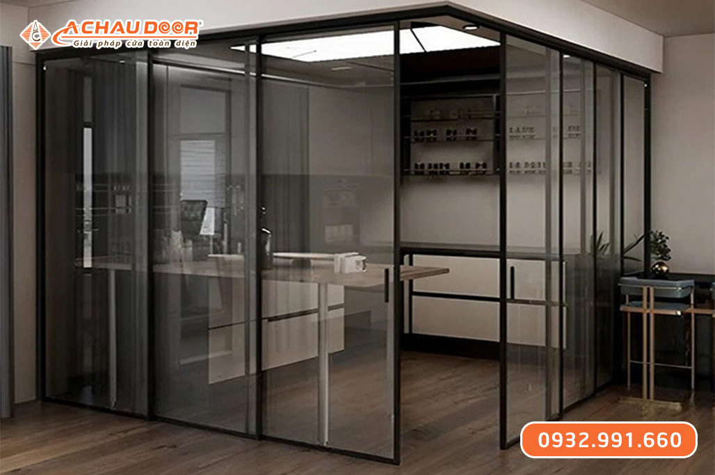 Cửa nhôm Slim lùa nối góc 90 độ 1 Cửa nhôm Slim lùa nối góc 90 độ