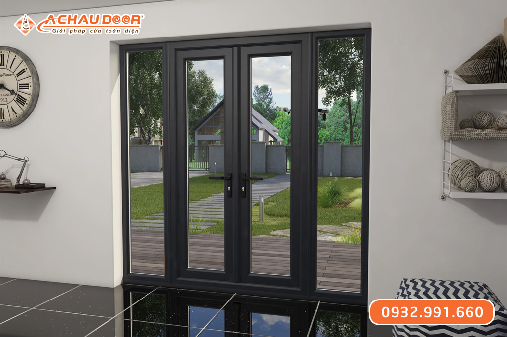 Cửa nhôm kính cường lực mở 2 cánh 10 ly 1 Cửa nhôm kính cường lực mở 2 cánh 10 ly