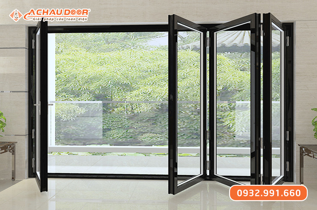 Cửa xếp trượt 4 cánh nhôm JMA hệ 55 2 Cửa xếp trượt 4 cánh nhôm JMA hệ 55
