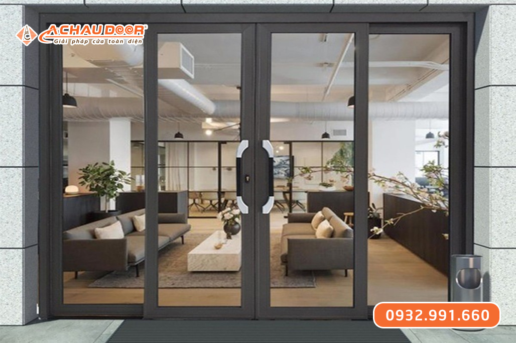 Cửa nhôm trượt quay 4 cánh màu nâu cà phê 2 Cửa nhôm trượt quay 4 cánh màu nâu cà phê