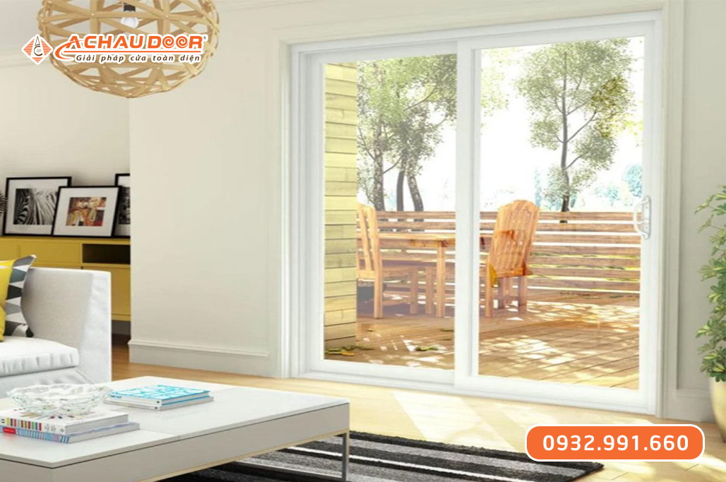 Cửa nhôm trượt quay 2 cánh màu trắng 2 Cửa nhôm trượt quay 2 cánh màu trắng