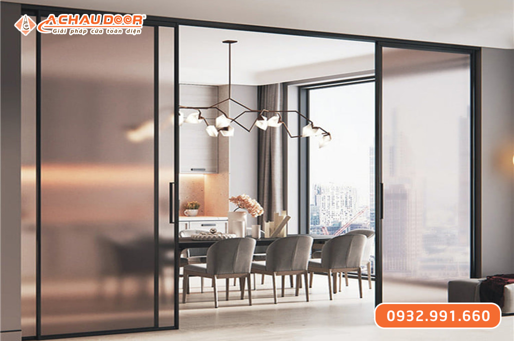 Cửa lùa nhôm Slim không ray 2 Cửa lùa nhôm Slim không ray
