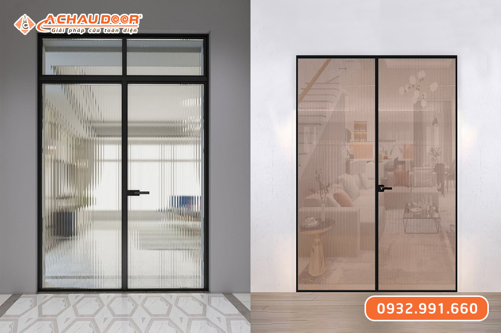 Cửa nhôm Slim mở quay 2 cánh 2 Cửa nhôm Slim mở quay 2 cánh