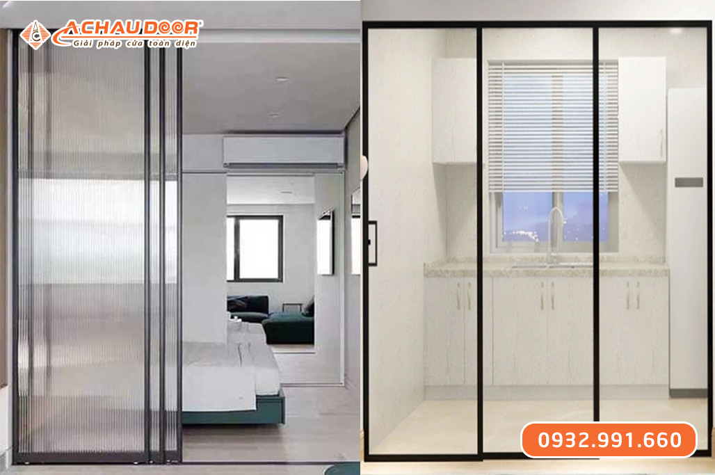 Cửa trượt Slim 3 cánh, 2 cánh lùa 1 cánh cố định 2 Cửa trượt Slim 3 cánh, 2 cánh lùa 1 cánh cố định