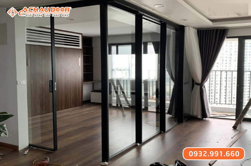 Cửa nhôm Slim lùa nối góc 90 độ 2 Cửa nhôm Slim lùa nối góc 90 độ
