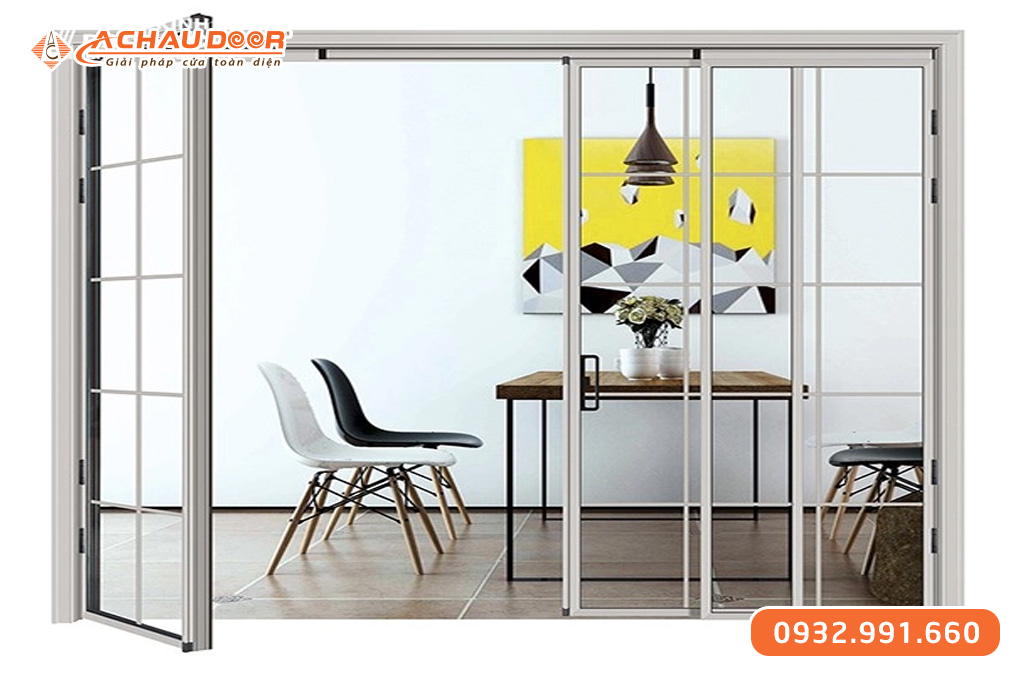 Cửa nhôm trượt quay Slim cánh liên kết 2 Cửa nhôm trượt quay Slim cánh liên kết