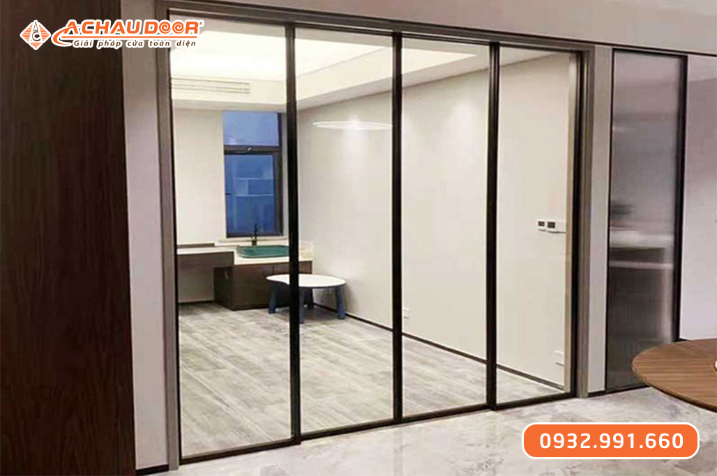 Cửa nhôm trượt quay Slim 4 cánh 2 Cửa nhôm trượt quay Slim 4 cánh