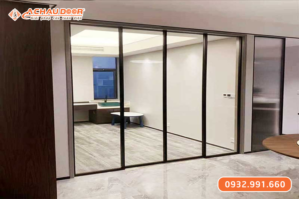 Cửa trượt Slim 4 cánh, 3 cánh lùa 1 cánh cố định 3 Cửa trượt Slim 4 cánh, 3 cánh lùa 1 cánh cố định
