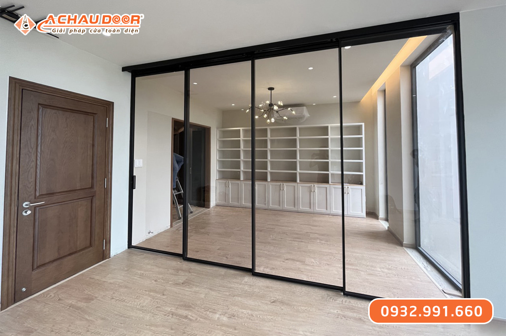 Cửa nhôm trượt quay Slim 4 cánh 3 Cửa nhôm trượt quay Slim 4 cánh