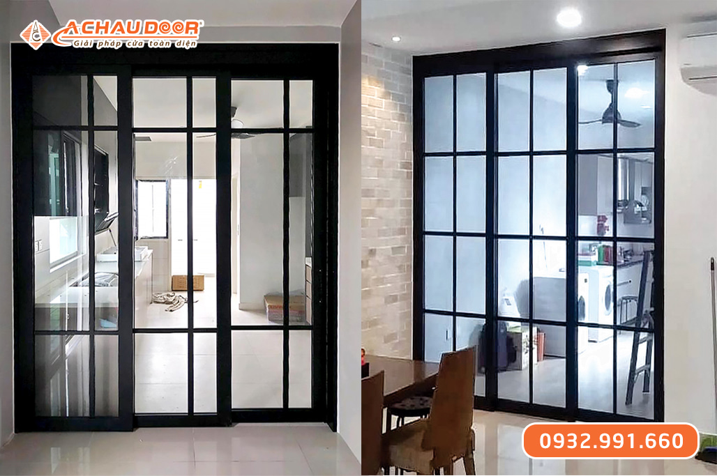 Cửa nhôm kính cường lực 3 cánh lùa 3 Cửa nhôm kính cường lực 3 cánh lùa