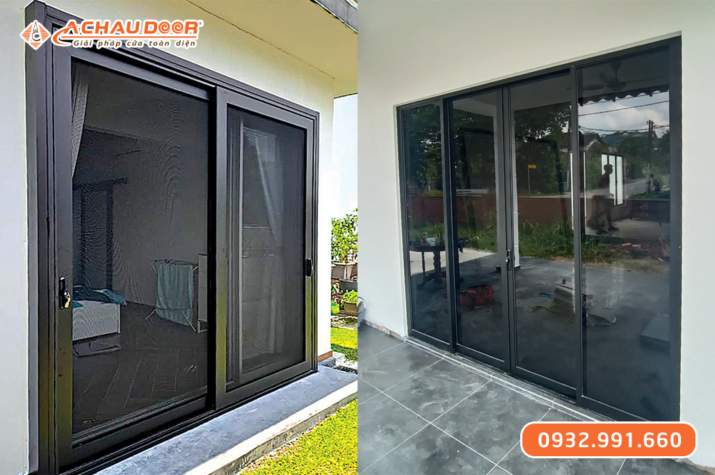 Cửa nhôm kính cường lực 2 cánh 3 Cửa nhôm kính cường lực 2 cánh