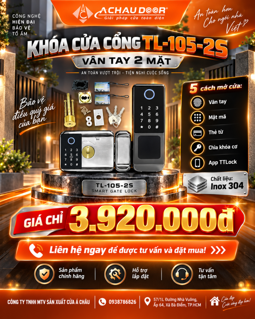 Khóa Cửa Cổng Vân Tay 2 Mặt TL-105-2S 3 TL 105 2s 3