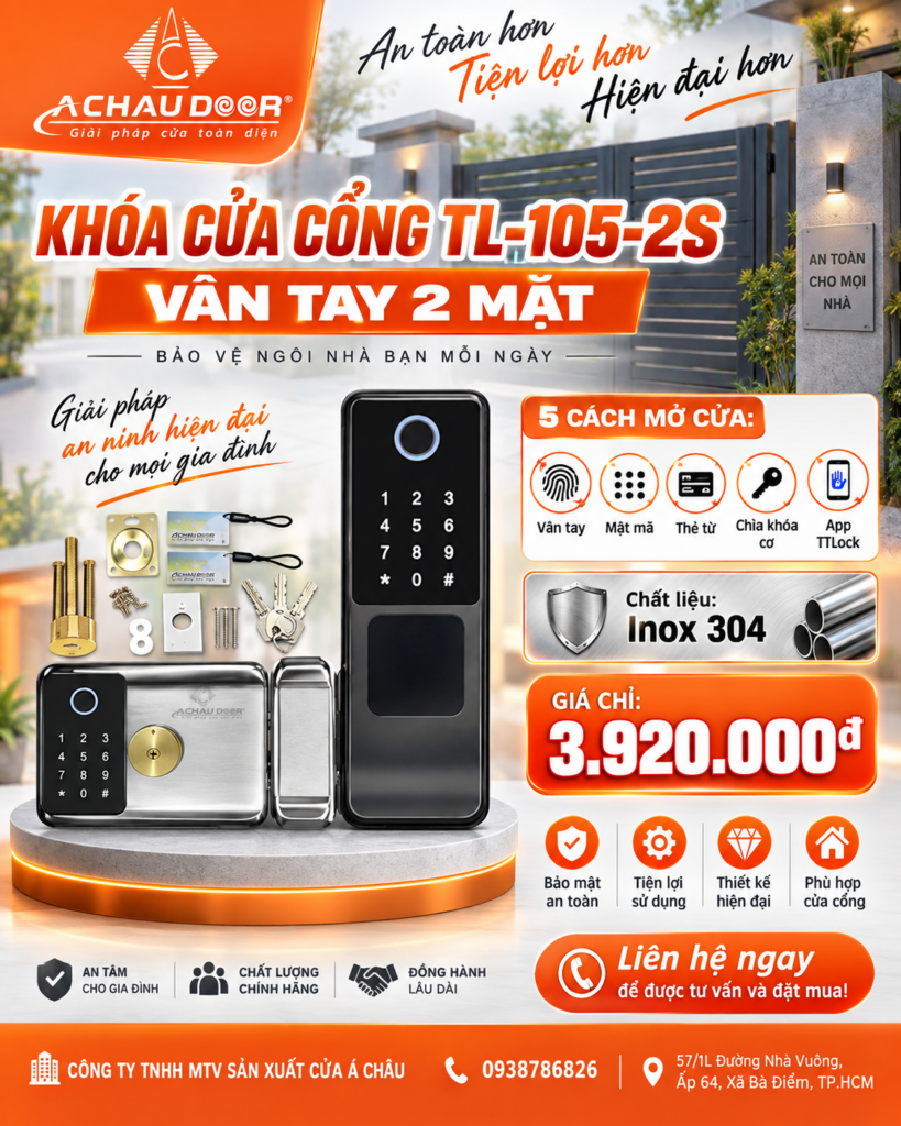 Khóa Cửa Cổng Vân Tay 2 Mặt TL-105-2S 1 TL 105 2s