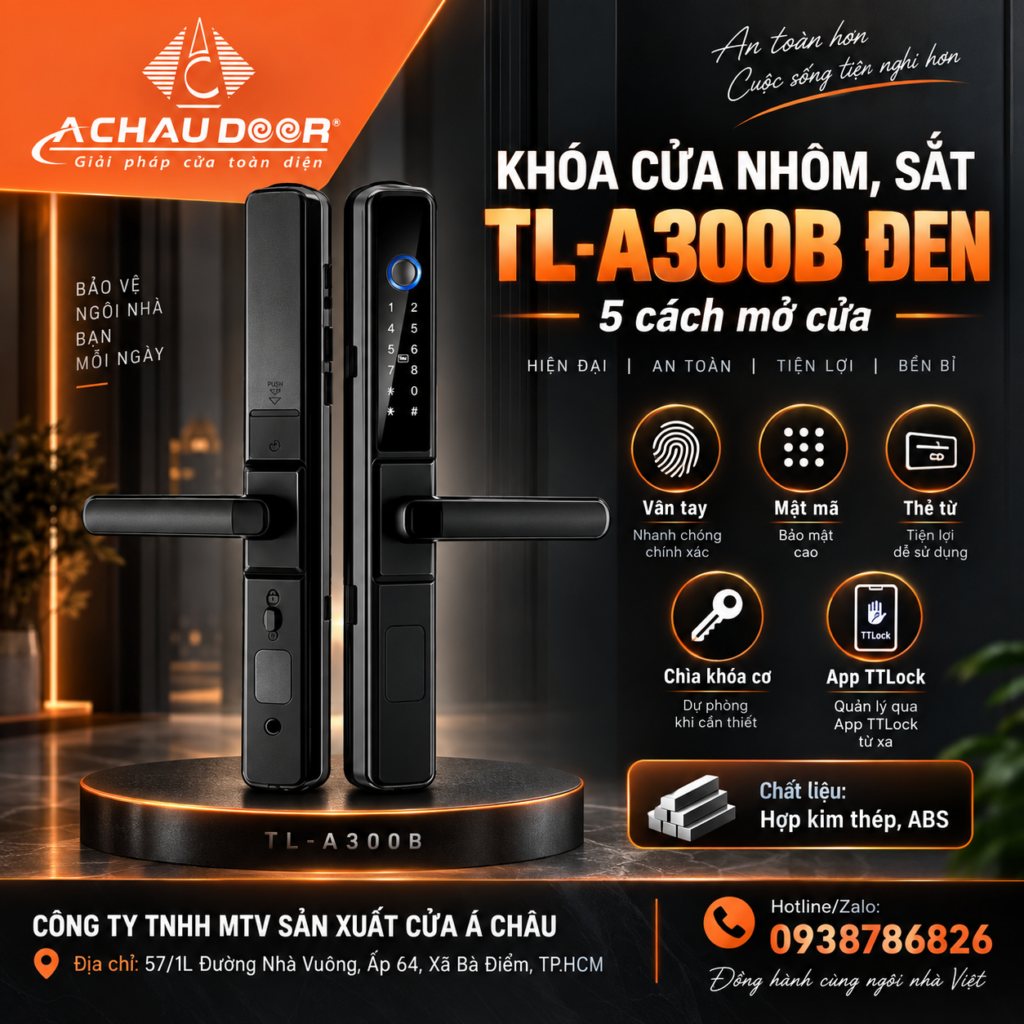 Khóa cửa nhôm sắt TL-A300B 1 TL A300B Den