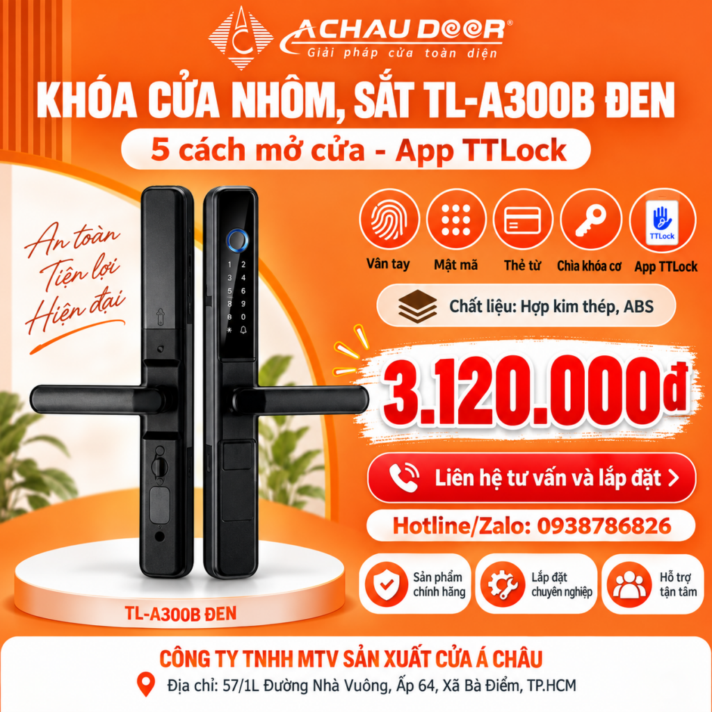 Khóa cửa nhôm sắt TL-A300B 3 TL-A300B Đen