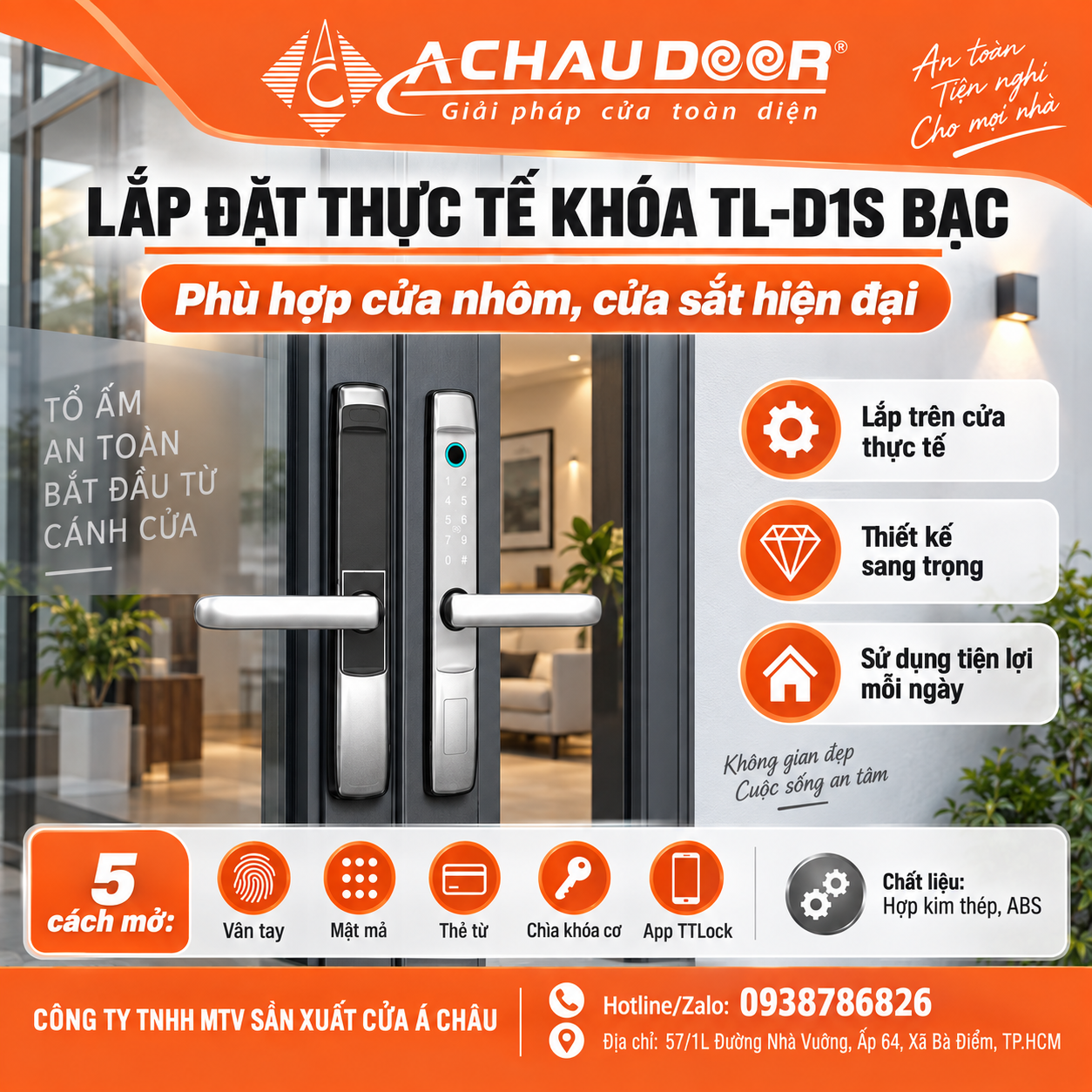 Khóa cửa nhôm sắt TL-D1S 2 TL-D1S