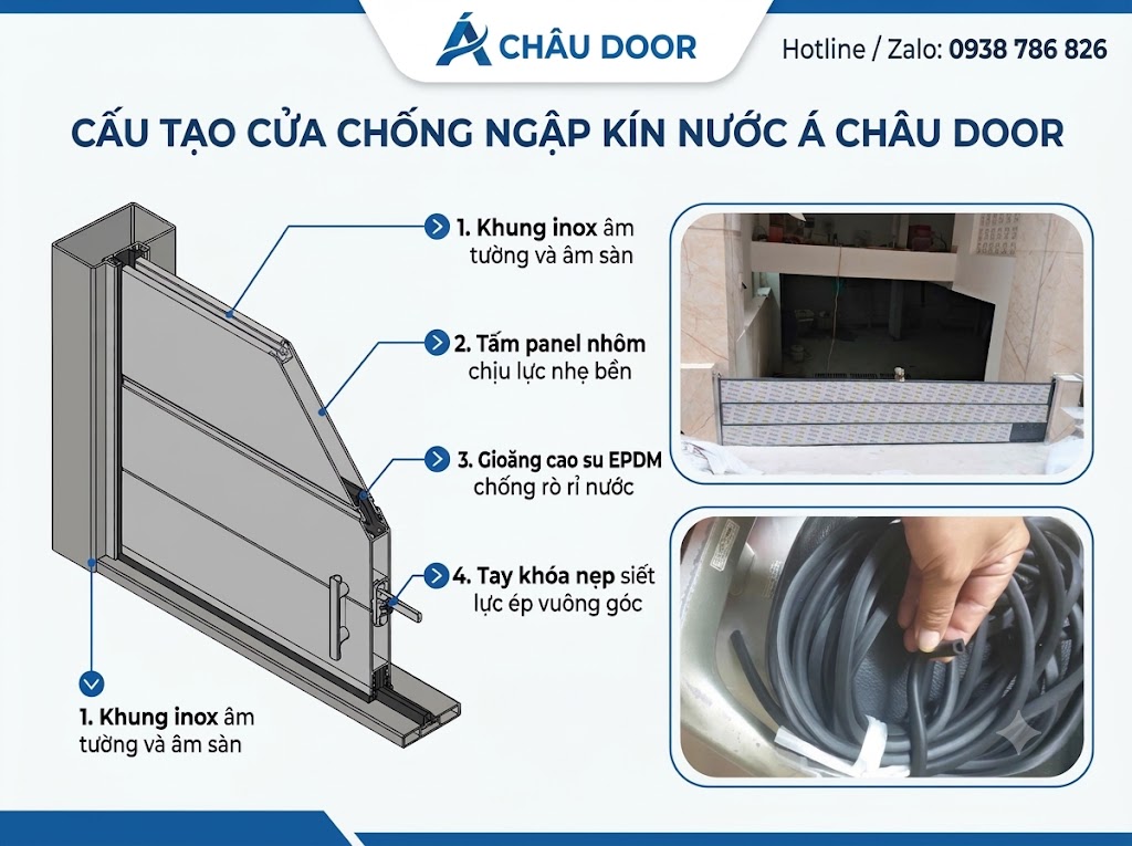 Cấu tạo cửa chống ngập kín nước Á Châu Door