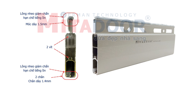Cửa Cuốn Đức Khe Thoáng Mitadoor MT612R, Móc dày 1.5mm, Chân dày 1.4mm - TL 11.5kg/m2 3 mt612rrrr