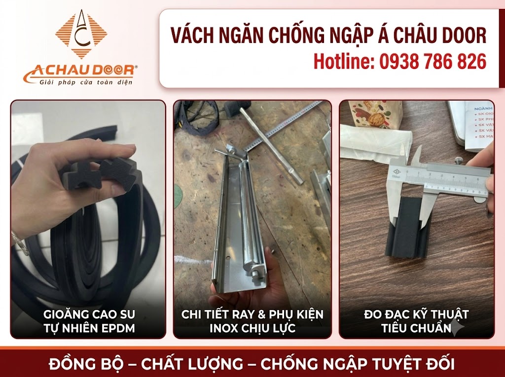 Giải Pháp Vách Ngăn Chống Ngập Hầm Xe Hiệu Quả Nhất Hiện Nay 3 Quy chuẩn đo đạc kỹ thuật vách ngăn chống ngập chính xác tại Á Châu Door